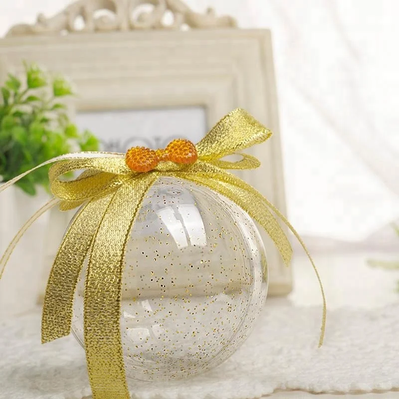 Hot selling gold powder box shiny for custom bow plastic candy box for wedding