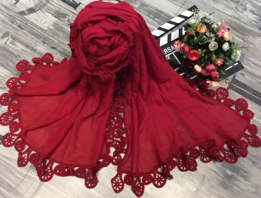 Yiwu  manufacturers muslin stunning wedding party new shawl echarpe lady TR cotton lace headscarf
