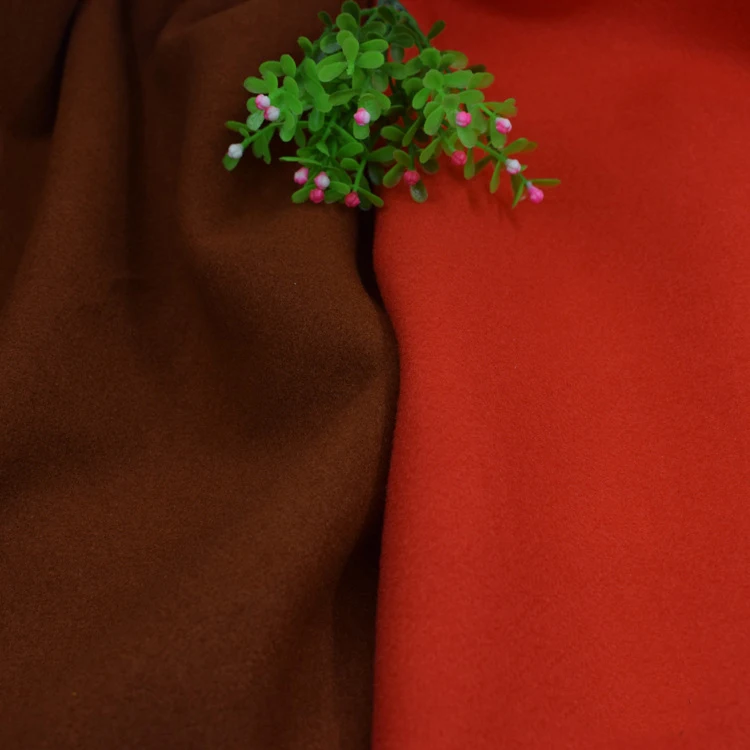 Wholesale solid color 700 gsm brushed 100% polyester artificial italian cashmere fabric for winter out coat