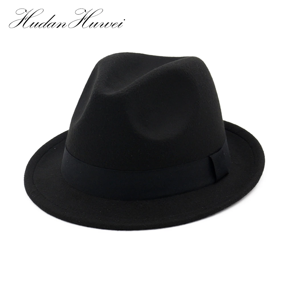 Cheap Fedora Classic Jazz hat With Black Ribbon stingy brim fedora hats