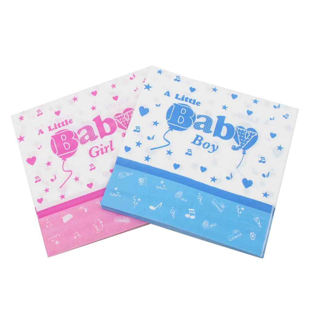 Food-grade A Little Baby Girl Boy Print Paper Napkin Tissue Napkins Servilleta For Birthday Party Decoration 33*33cm Or Custom