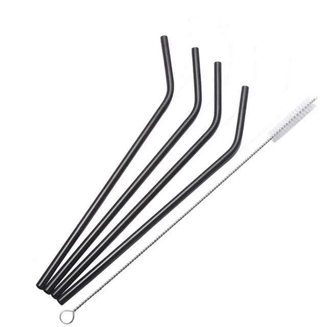 Black Stainless Steel  Drinking Straws Colored Metal Straws