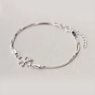 2019 925 Sterling Silver Four Leaf Clover bracelet Wholesale Jewelry