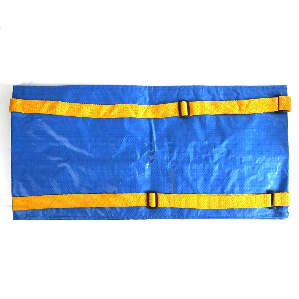 Extra large blue PP woven tote bag with zipper and adjustable straps