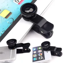 For Apple iPhone 4 4S 5 5S 5C i5 i6 iPhone6 6S Plus Lens Fisheye Macro Wide Angle 3 in 1 Universal Clip Phone Camera Lenses