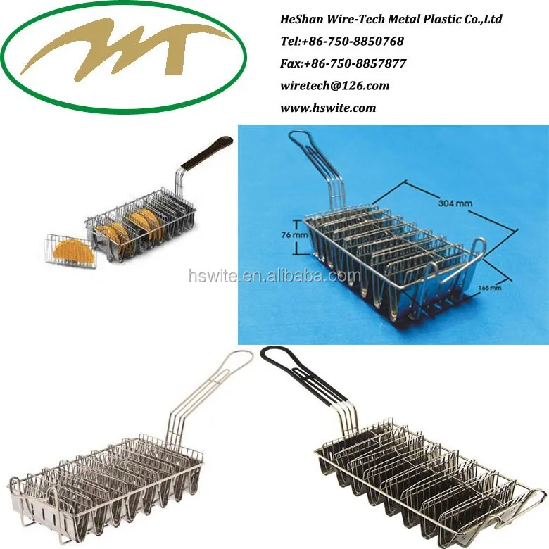 High quality China Cooking Tool 8 Cells Stainless steel 304 Taco Shell mesh fry basket manufacturer