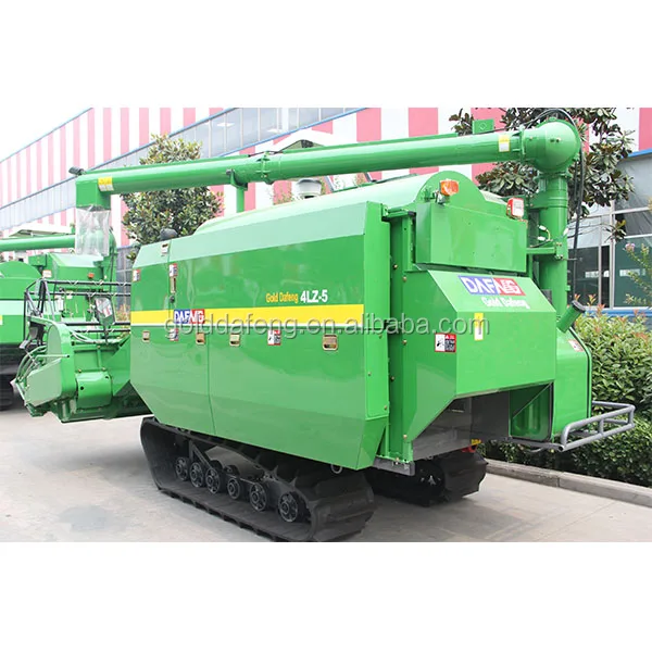 4LZ-5 Crawler Type Grain Combine Harvester Dual - Roll 1.5kg/s 3333-6000m2/h 0.75m3 2562mm 6350*2870*3100 65HP Blue