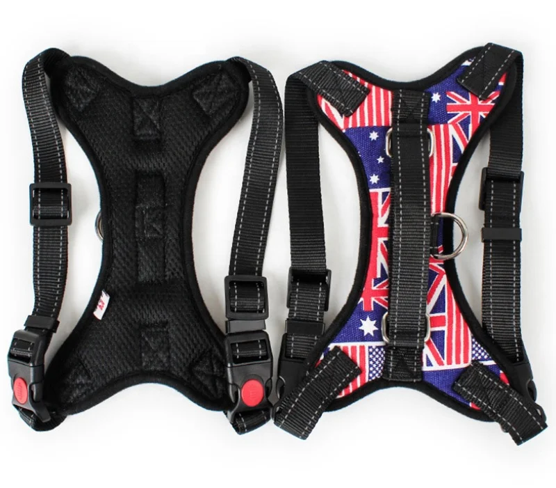 
Medium Large Dog Harness Nylon Reflective Collar Vest Harnesses For Dogs Training Husky Alaskan Bulldog Breast-band Belt Lead 