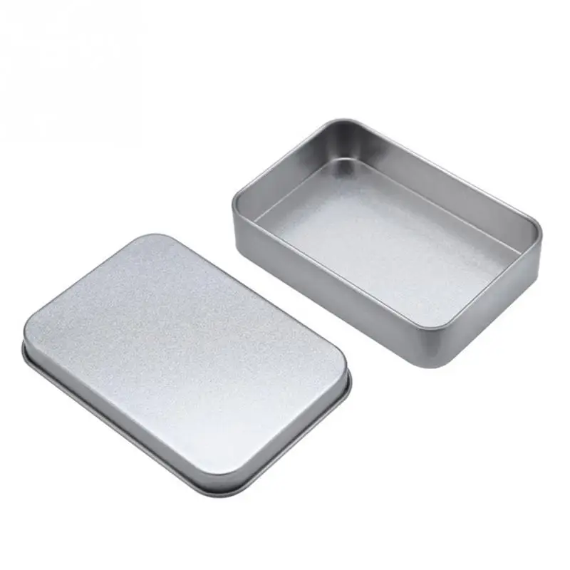 Money Coin Candy Keys Portable Rectangle Small Metal Headphones  Boxes Silver Flip Cheap Storage Tin Can