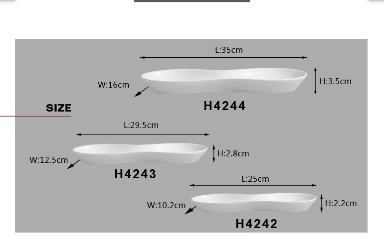 wholesale fashion sushi snack letter ceramic dishes with white color