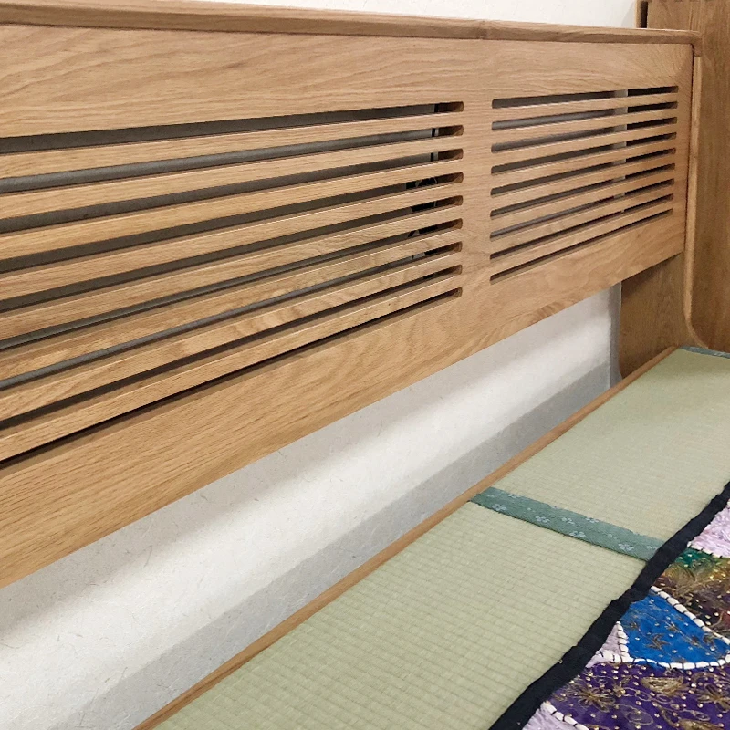 European style  white oak wooden bed