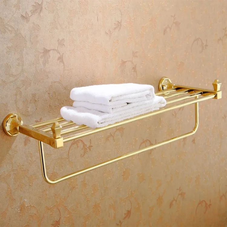 
Brass rose gold polished bathroom accessories set 24 inch towel rail wall mounted hardware towel shelf 
