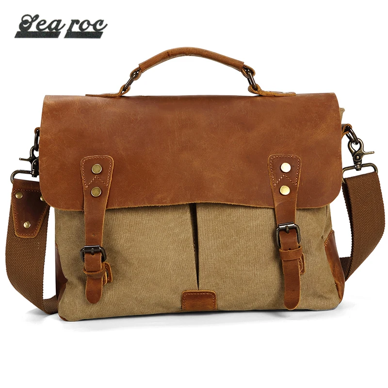 
Wholesale Vintage Canvas Casual Business Messenger Bags Custom Logo Laptop Handbags For Men 
