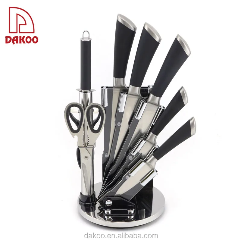 Knife Manufacturer 5PCS Stainless Steel Knife Scissors Sharpeners Kitchen Knives Sharpening Tool With Acrylic Holder