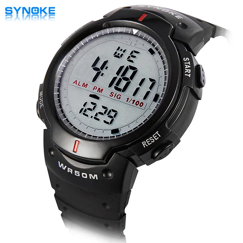SYNOKE 61576 Fashion Brand Watch Men Silicone LED Sports Watch Life Waterproof Digital Watches Clock relogio masculino
