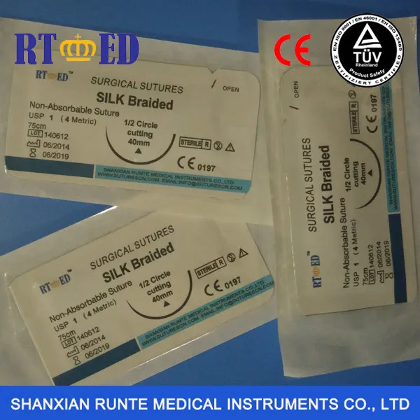 Неабсорбируемые стерильные одноразовые шелковые швы с иглами