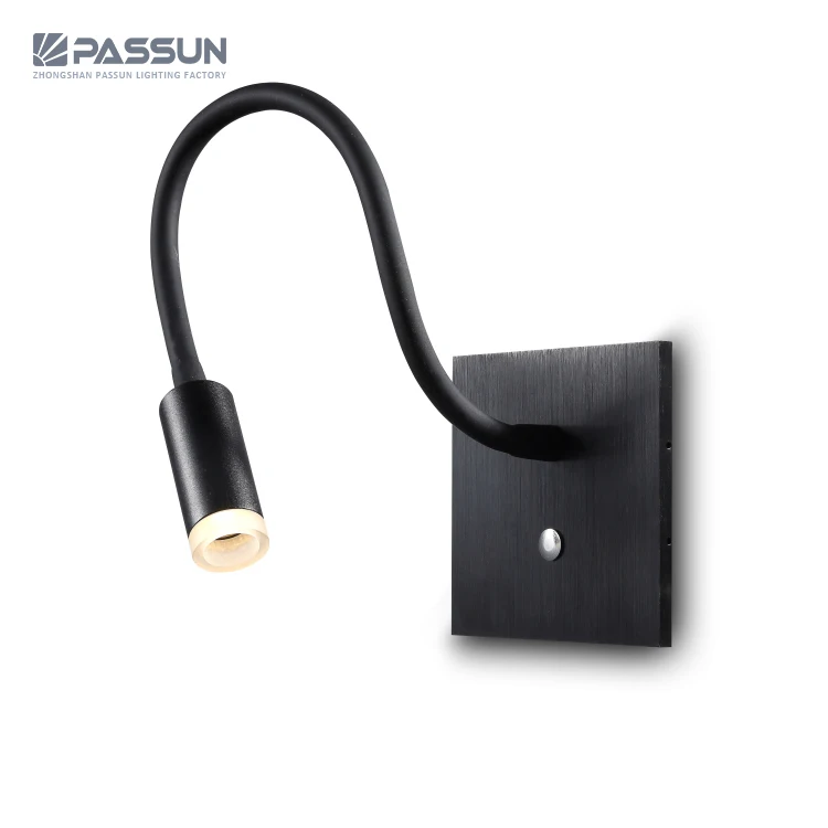 2018 new 3w led hotel bed gooseneck reading light bedside wall lamp