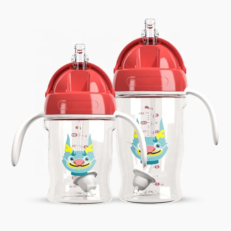 
Baosheng Wholesale Tritan no spill sippy cup kids cartoon water bottle biberon baby feeding bottle 