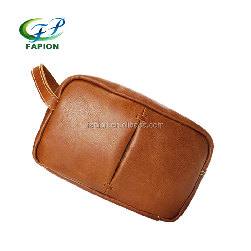 
high quality large travel leather toiletry bag for men 