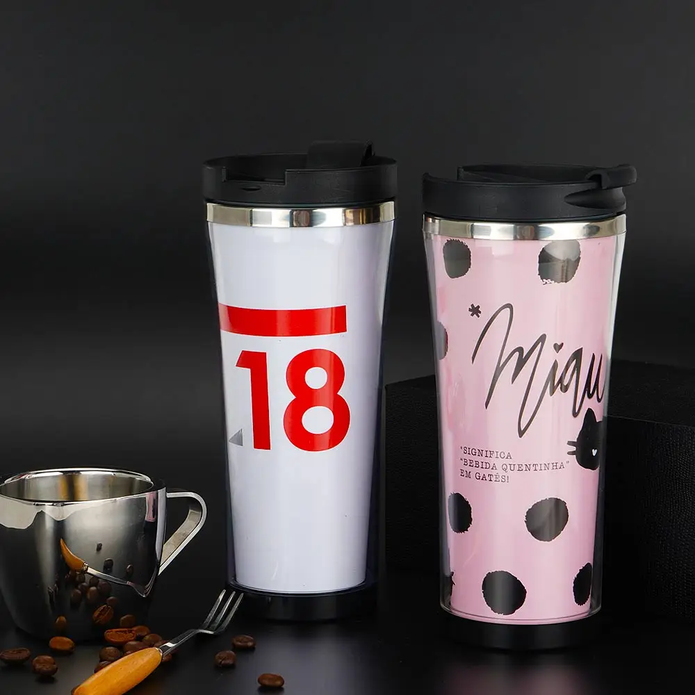 custom promotional DIY paper photo insert coffee tumbler double wall water bottle
