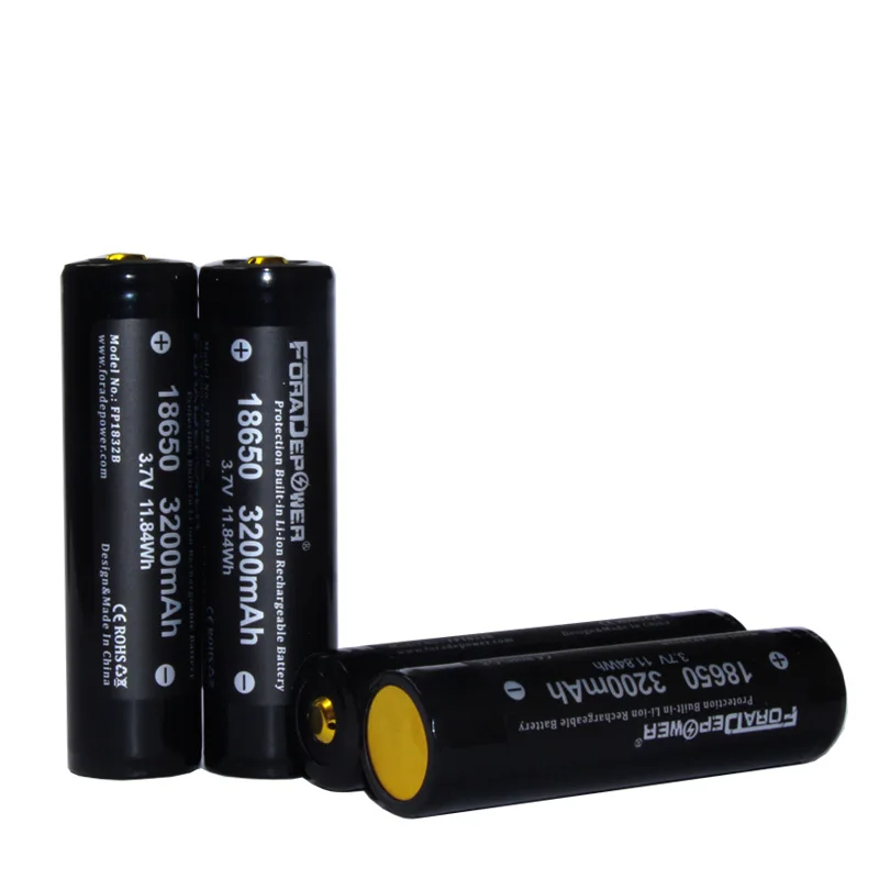 Foradepower 3.7V 18650 3200mAh PROTECTED High Drian Flashlight Battery With Plastic Case