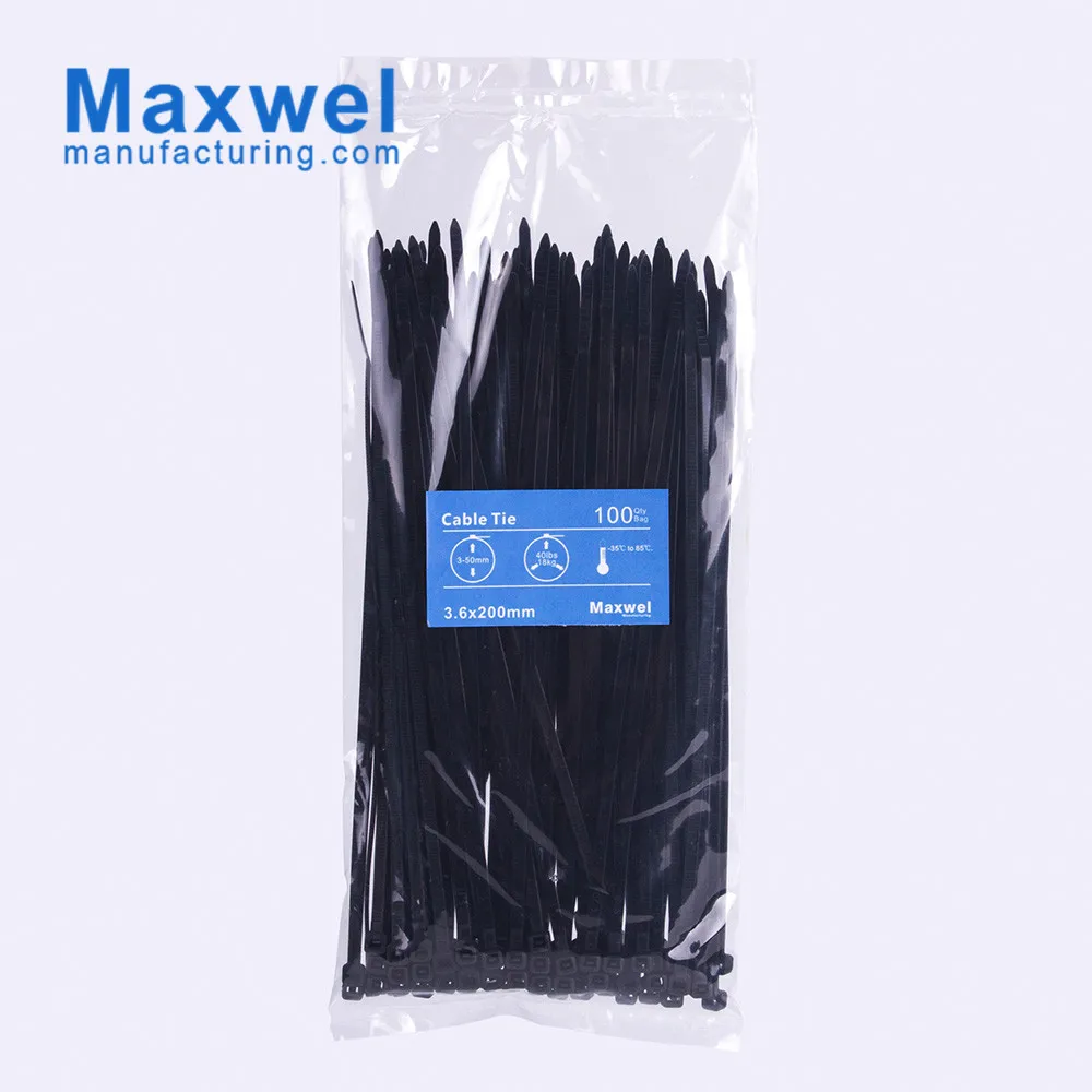 Self-locking flexible security nylon 66 plastic cable ties for cable management