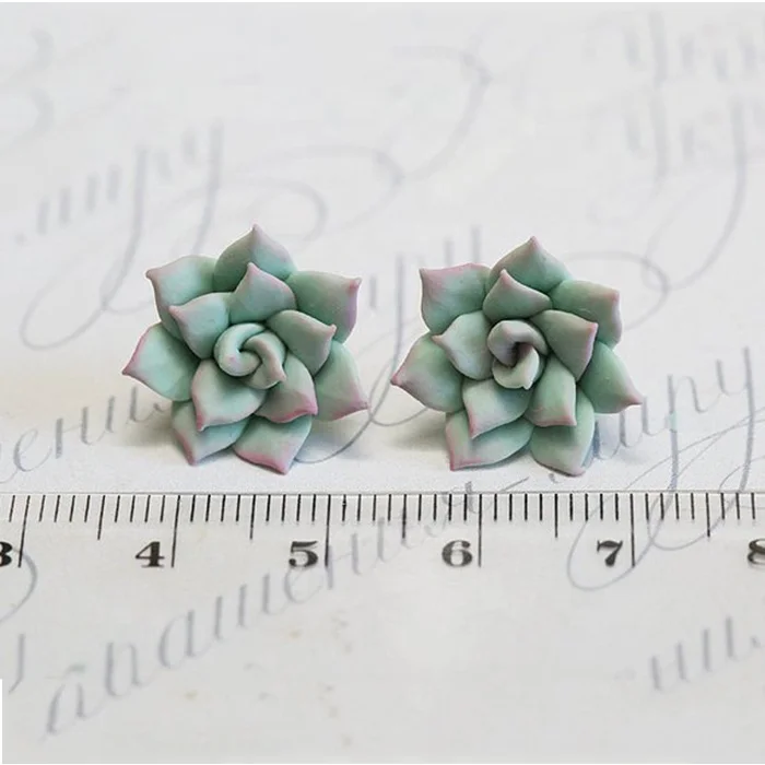 
Mint Succulent Earring Succulent Stud Earring Monogram 