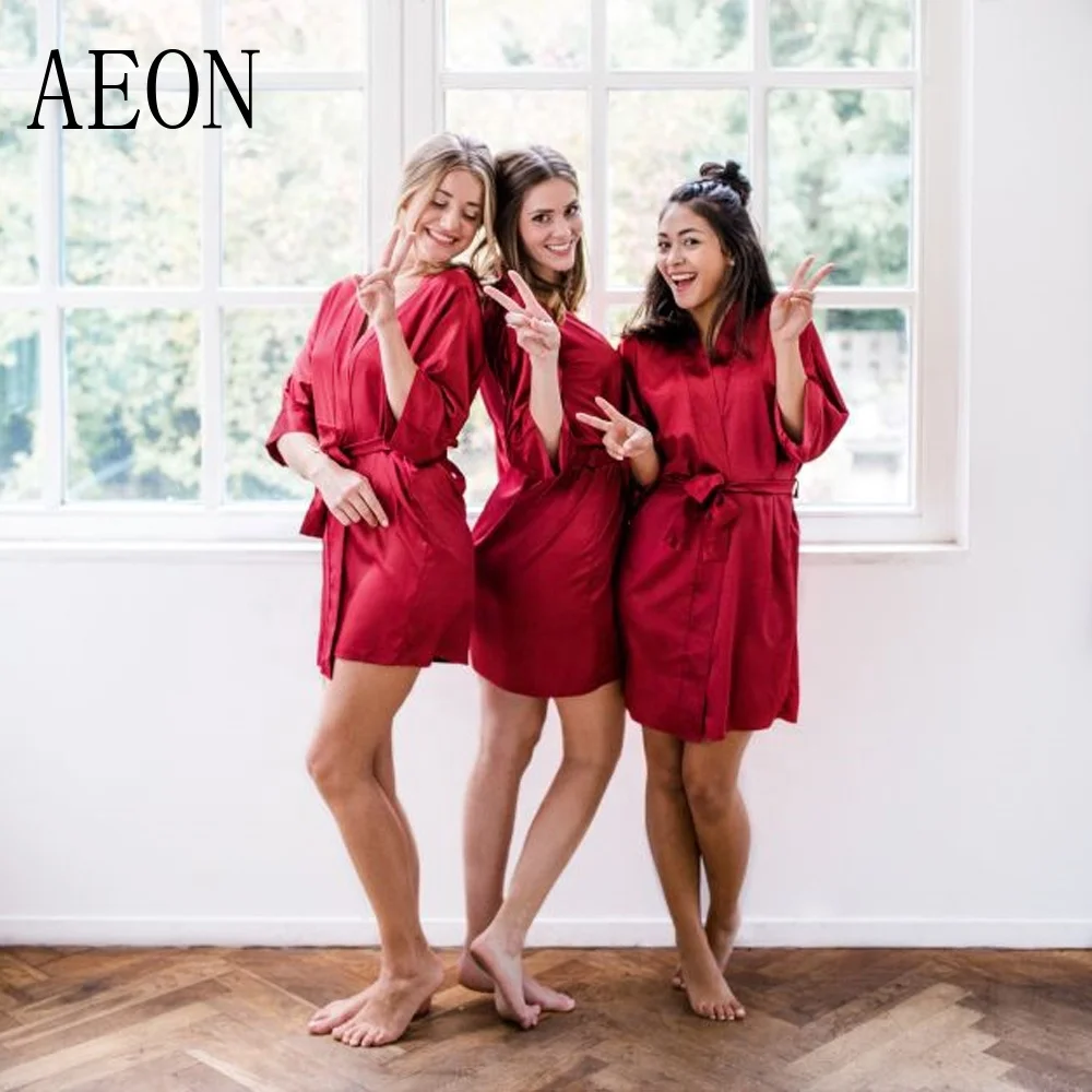 Bride Kimono Robe Soft Silk Blank Lace Robe For Wedding Party