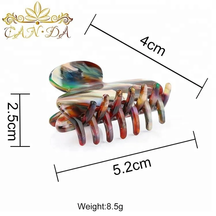 Fashion rock color hair clip accessories 4pcs packing high quality durable hairclaw  handmade cellulose acetate women claw