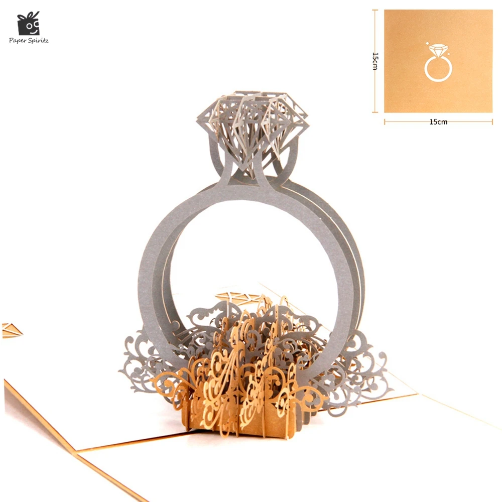 
Diamond design custom printing 3d pop up wedding invitation card 