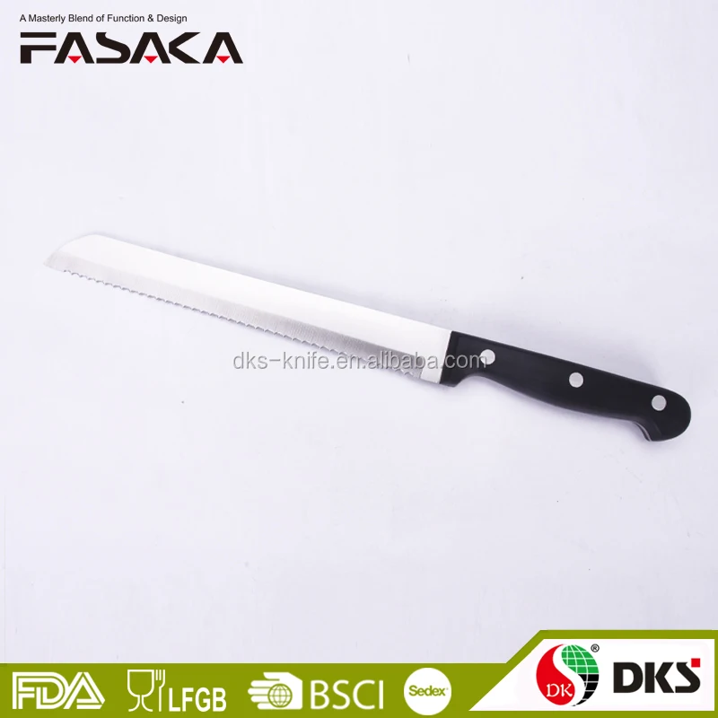 ABS or POM Handle with 3 Rivets Bread Knives Long Serrated Ham Slicer Carving Knife Stainless Steel Black or Customized 3000 Pcs