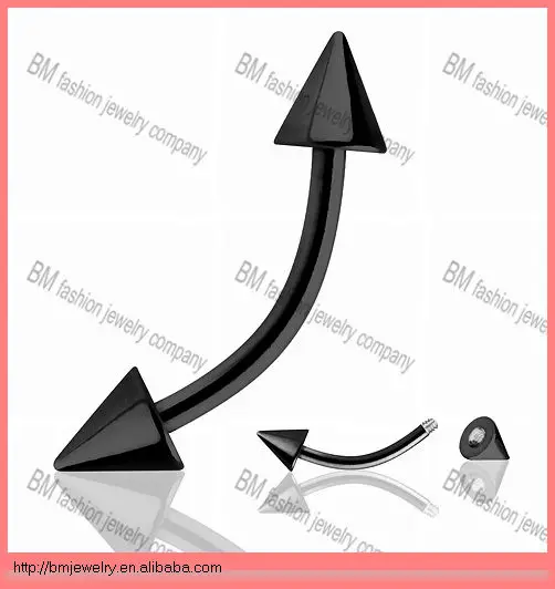 Титановый анодированный черный изогнутый поддельный пирсинг для бровей, уникальные ювелирные изделия для тела, оптовая продажа
