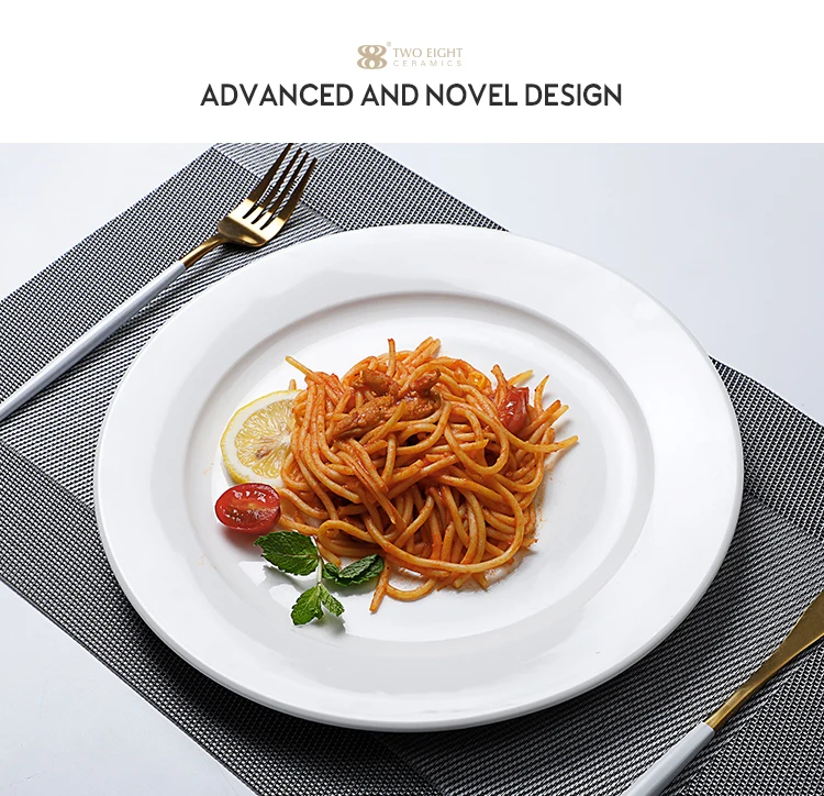 Wholesale Hotel Use Dishwash Safe High Quality Ceramic White Dinner Plate, Loza China@