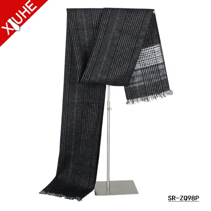 Custom Fashion Unisex Winter Scarves High Quality Stripe Viscose Scarf Shawl for Men Scarf Men