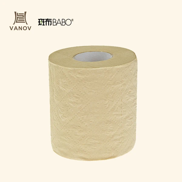 
Eco-friendly unbleached bamboo toilet paper customized logo printing standard roll brown color 