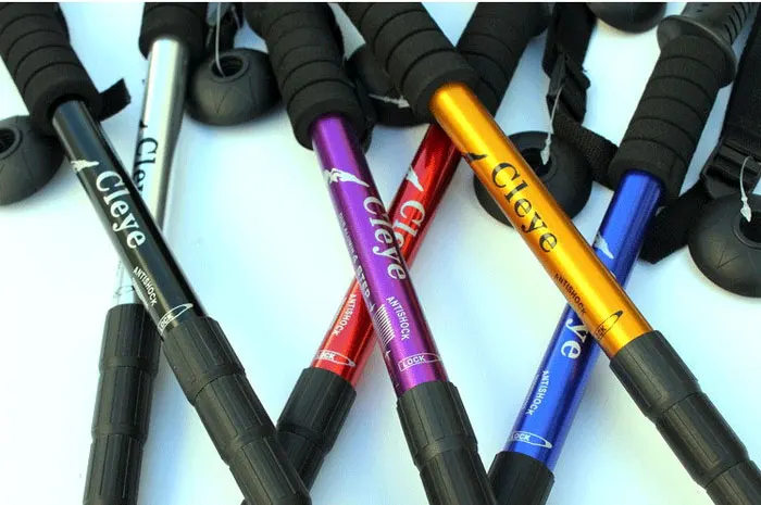 Free Shipping HOT Cleye Walking Straight Shank Stick,good Trekking pole telescopic ski poles 53-110CM 300G hike stick