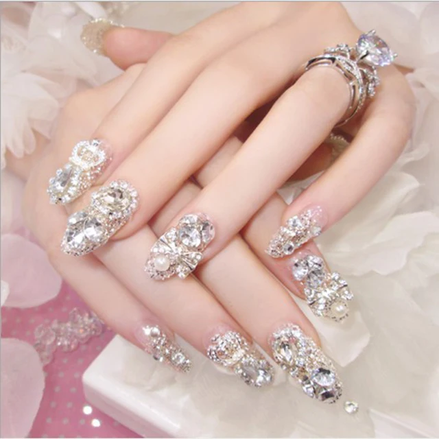 False Nail Art Acrylic Tips  wholesale gemstone Manicure 24 piece boxed