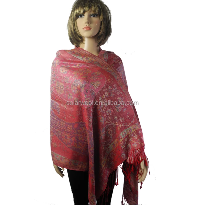 Solarwool Anti-Shrink Comfortable Fashional National Printed Merino Wool Scarf Shawl
