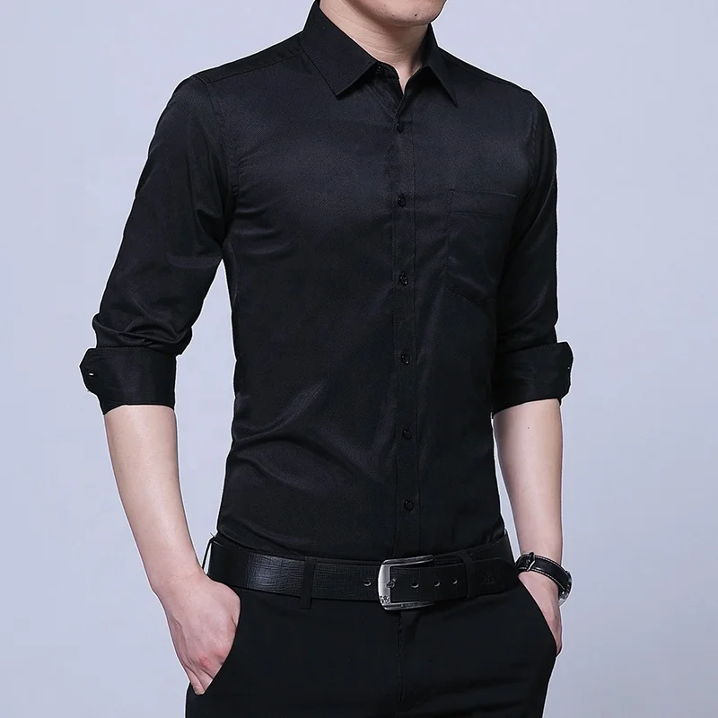 High quality spring white mens long sleeve business plain formal office dress shirt