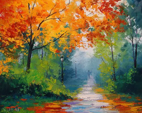 Newest Handmade Oil Painting Of abstract Autumn trees oil painting