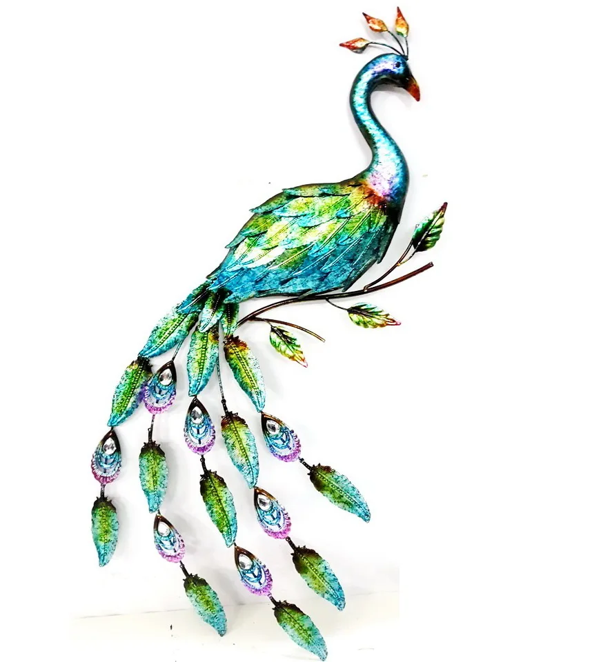 
hand painting metal peacock wall art decor 