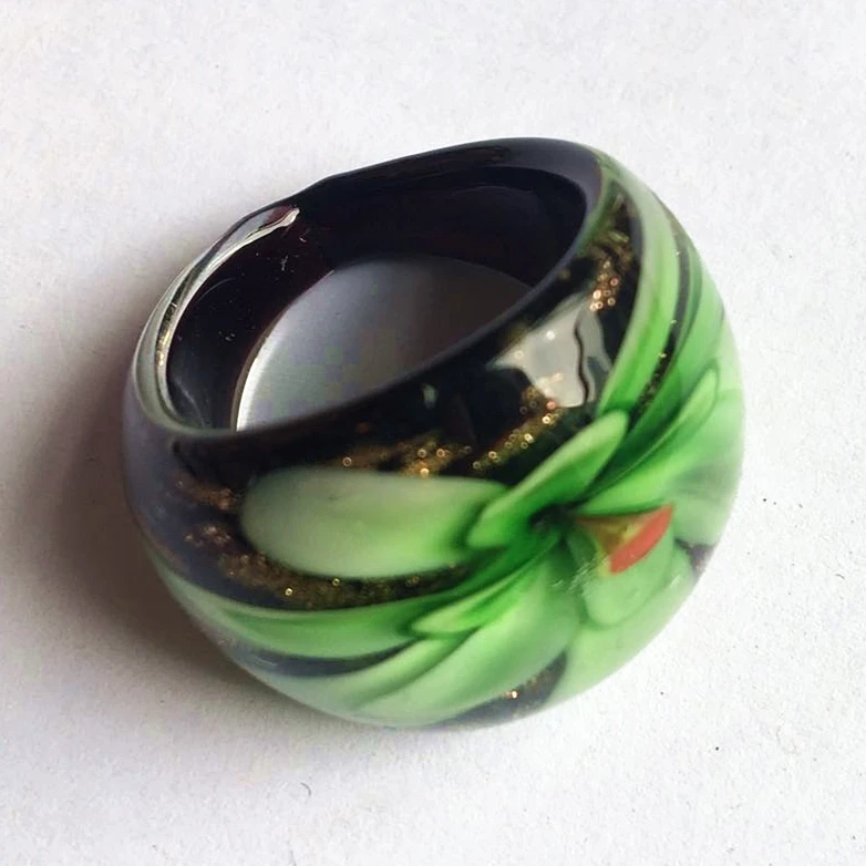 Decorative colorful murano glass ring Bohemian jewelry beautiful gift