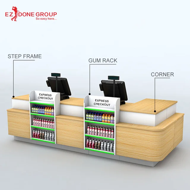 
hot design luxury shopping mall supermarket cash cashier checkout counter 