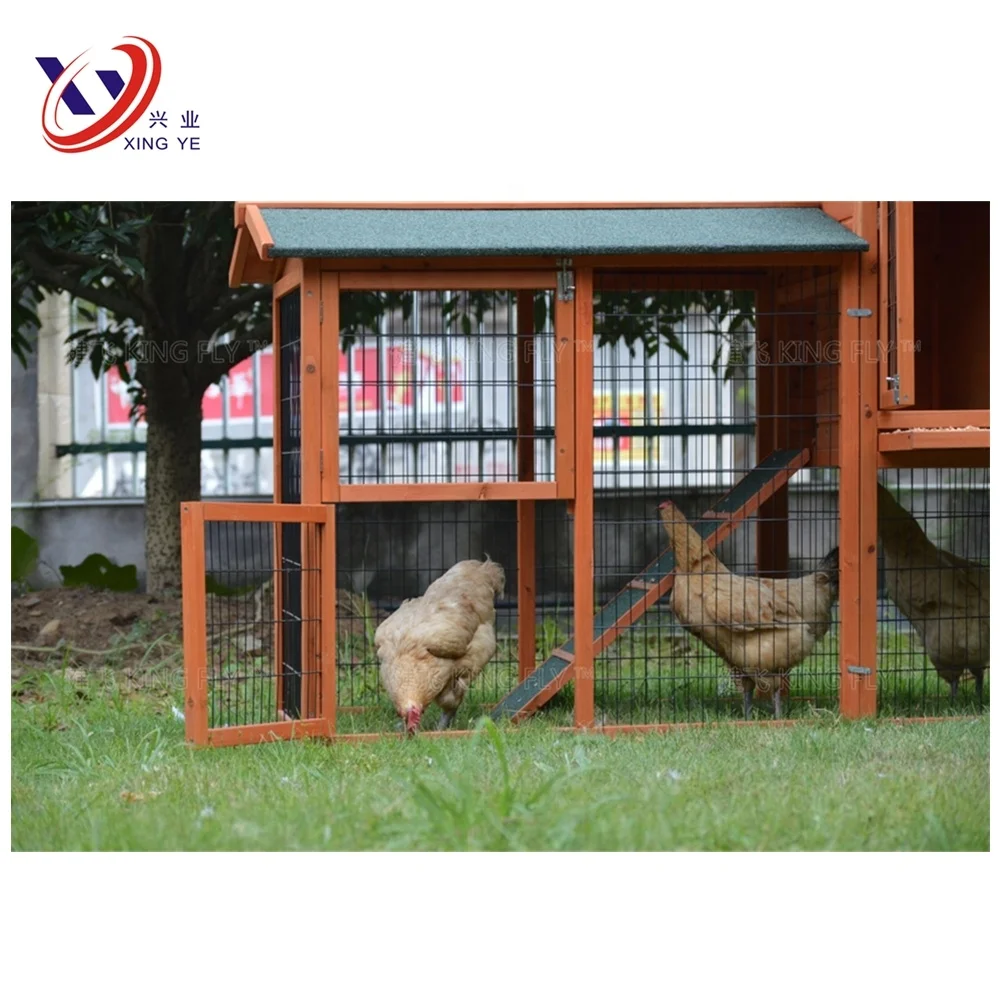 Outdoor Wooden Chicken Coop  With Hot Galvanized with PVC coated wire mesh