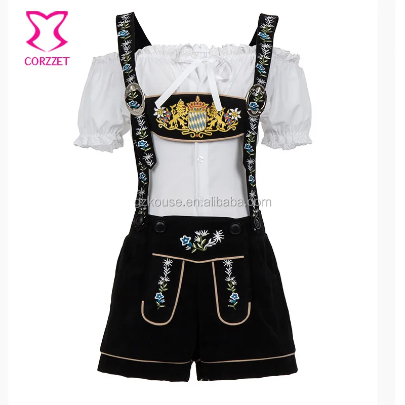 Corzzet Halloween For Women Sexy Lederhosen Costume Oktoberfest Beer Girl Uniform