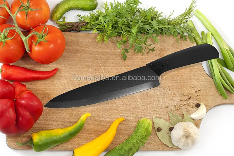 8 inch Black Zirconium Blade Black Ergonomic Handle Matte  Ceramic chef Knife Healthy Kitchen Cutlery with Sheath box
