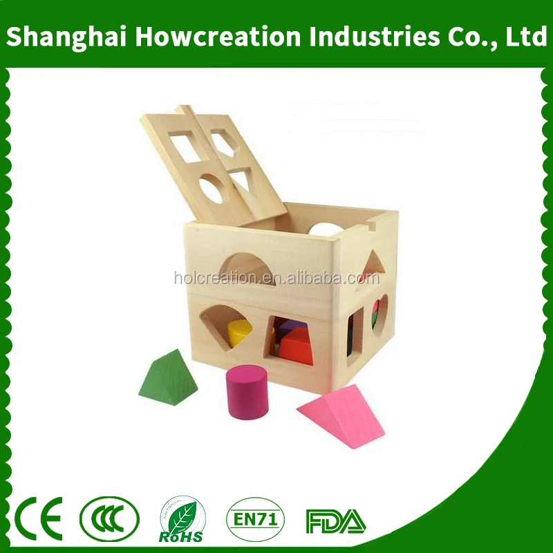 Pre-school Education  Shape Sorting Cube - Classic Wooden Toy With 12 Shapes