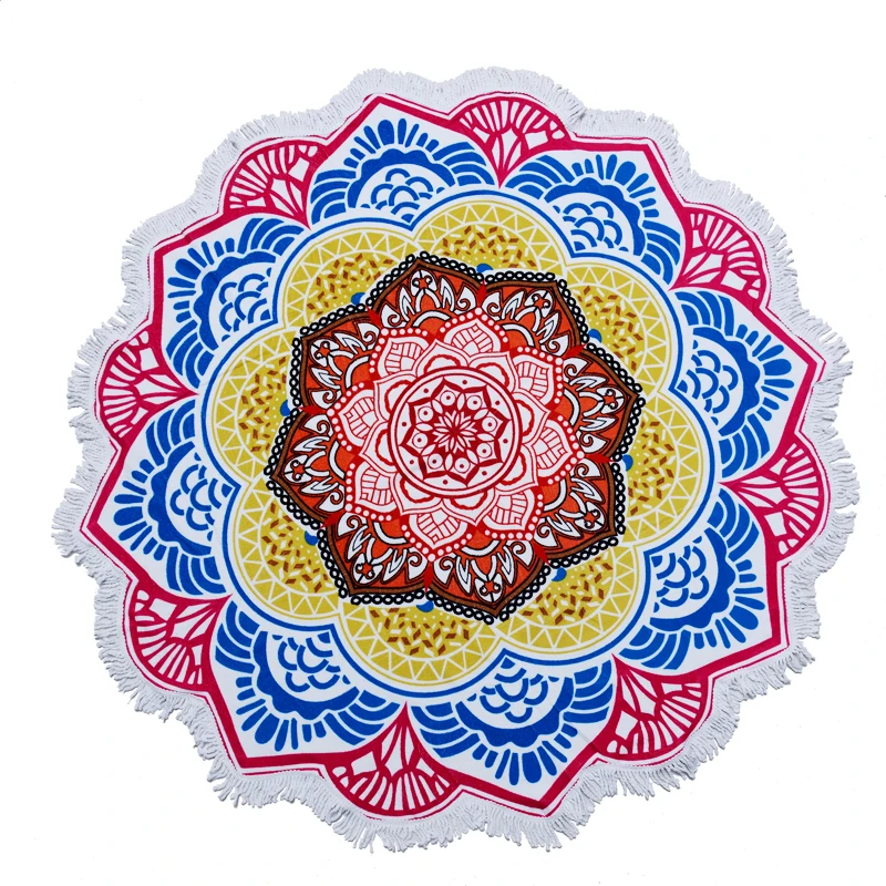 Круглое пляжное полотенце хорошего качества из хлопка в богемном стиле для улицы