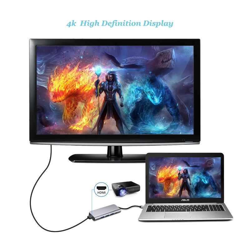 popular product wholesale price best quality 5 in 1 USB 3.0 hdtv ethernet  usb c hub