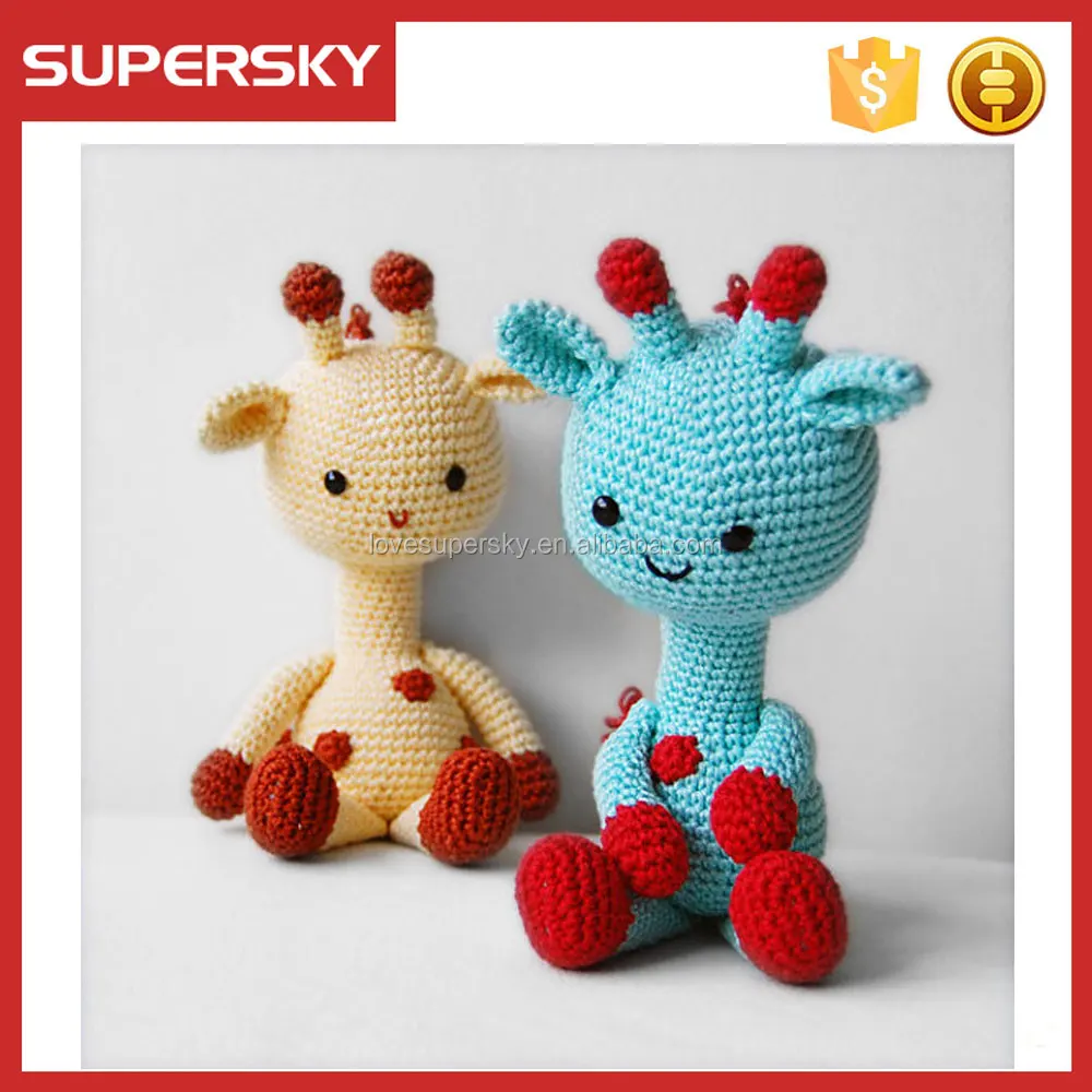 V723 Hand Knitted Giraffe Plush Doll Toy Handmade Crochet Baby Amigurumi Toy